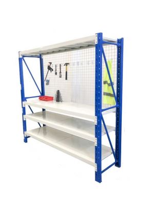1.5m workbench shelving Blue & Grey set with 1.5m mash net