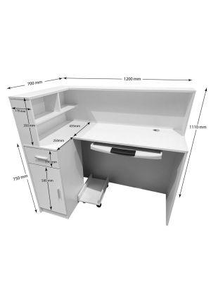 1.2M White Reception Desk Left or Right Counter Side