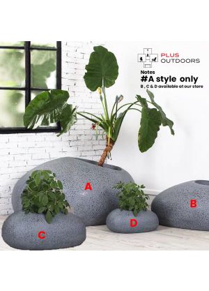 Rock shape Fibreglass Home Garden Pot For Indoor & Outdoor Use - A-Gray
