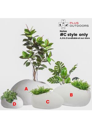 Rock shape Fibreglass Home Garden Pot For Indoor Use - C-White