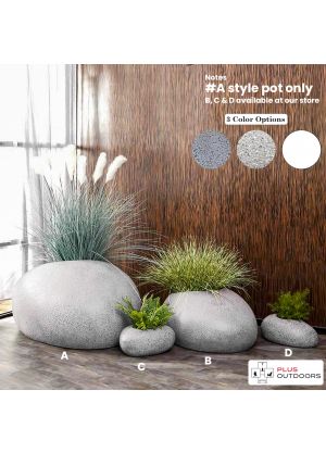 Rock shape Fibreglass Home Garden Pot For Indoor & Outdoor Use - A-Charcoal