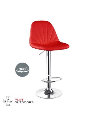 Bar Stools Kitchen Stool PU Leather Barstools Swivel Chairs Gas Lift Red