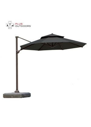 SEVILLE OCTAGONAL OUTDOOR CANTILEVER UMBRELLA-Charcoal WITH BASE