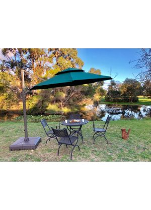 SEVILLE OCTAGONAL OUTDOOR CANTILEVER UMBRELLA-Green WITH BASE