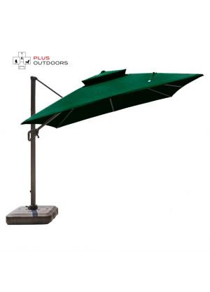 SEVILLE SQUARE OUTDOOR CANTILEVER UMBRELLA-Green WITH BASE