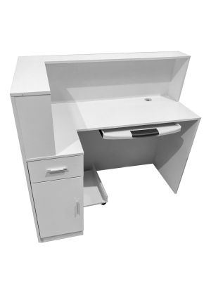 1.2M White Reception Desk Left or Right Counter Side
