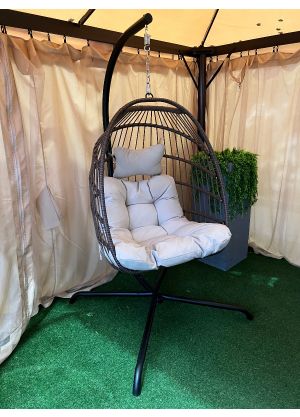 Indoor Wicker Hanging Egg Chair with Stand Swing Hammock Egg Basket Chairs