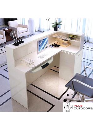 1.8M White Reception Desk Left or Right Counter Side