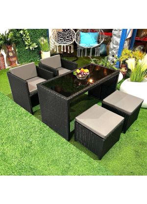 Terrace 5 piece Outdoor Long Rectangle Dining-Black